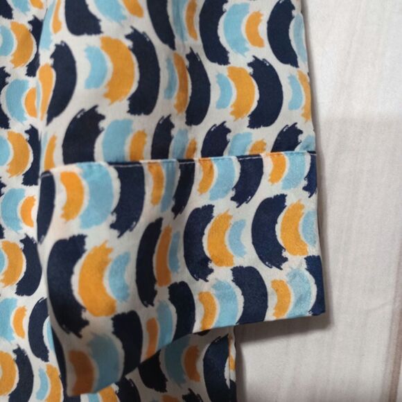 R Hawthorn Print Tunic Top Blouse 3/4 Sleeve Blue Orange Pattern Casual - Picture 4 of 7
